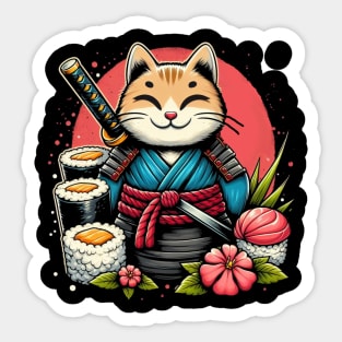 Happy Samurai Sushi Cat | Women’s Kawaii Japanese Cat Lover Sticker